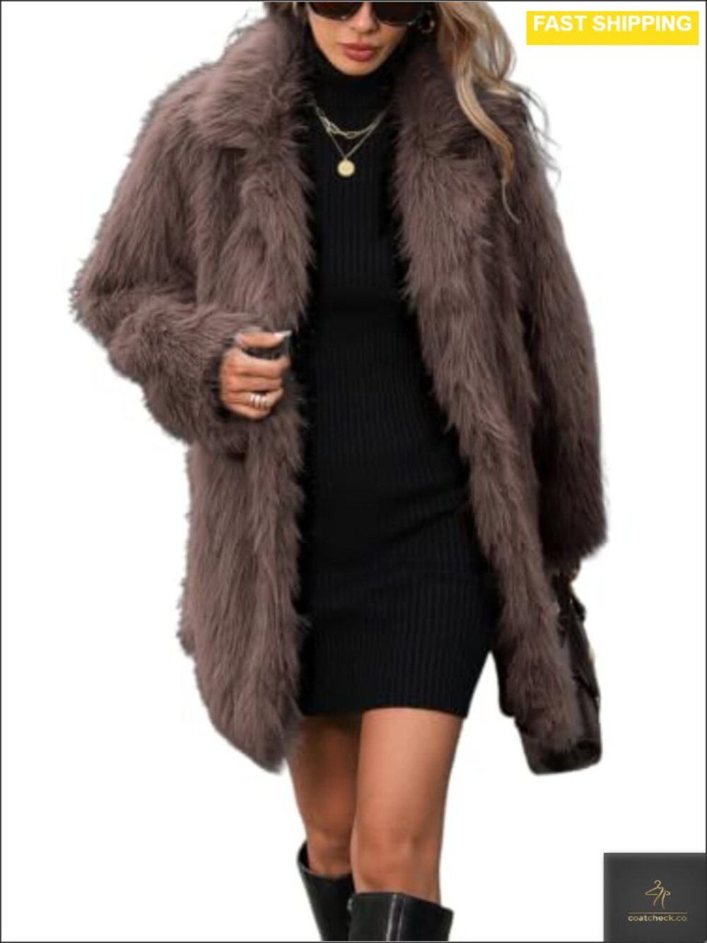 Womens Faux Fur Long Coat Button Down Fleece Jacket Fall Winter